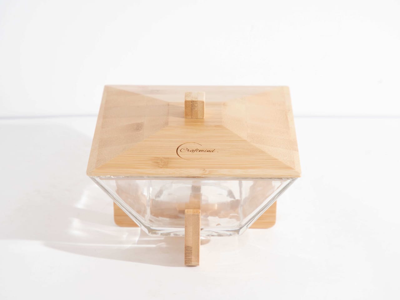 Luxury Glass Serving Bowl with Bamboo Lid