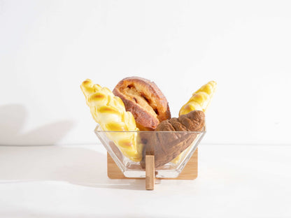 Gift Oasis Elegant Glass Serving Bowl with Wooden Lid