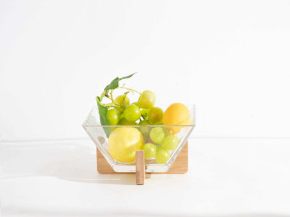 Gift Oasis Elegant Glass Serving Bowl with Wooden Lid